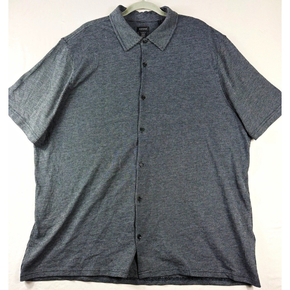 Buffalo David Bitton gray geometric knit ss button up shirt, men's xxl